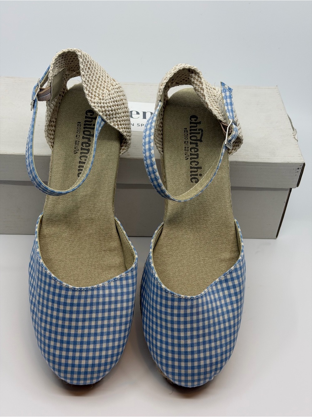 Childrenchic Blue Spain shoes Gingham Ankle-Strap Espadrilles